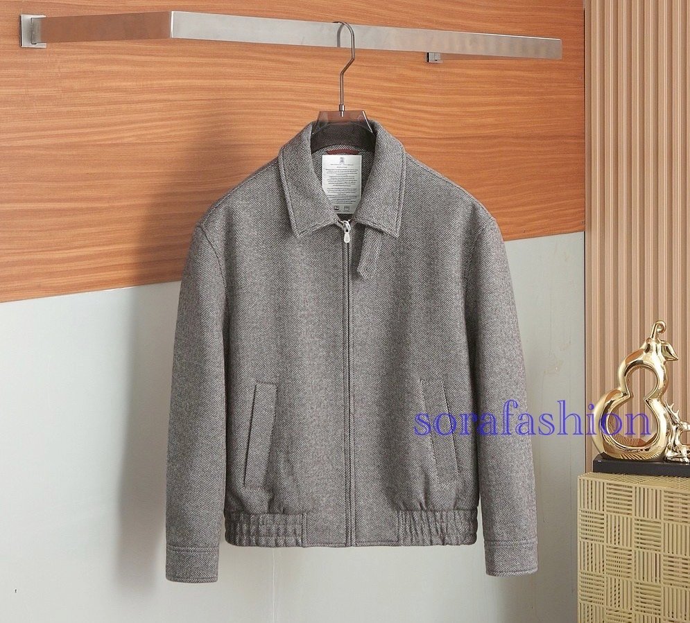 BRUNELLO CUCINELLI ブルネロ クチネリ メンズジャケット ブルゾン ブラウン 54サイズ ジップアップ コート スカジャン アウター 長袖拍卖