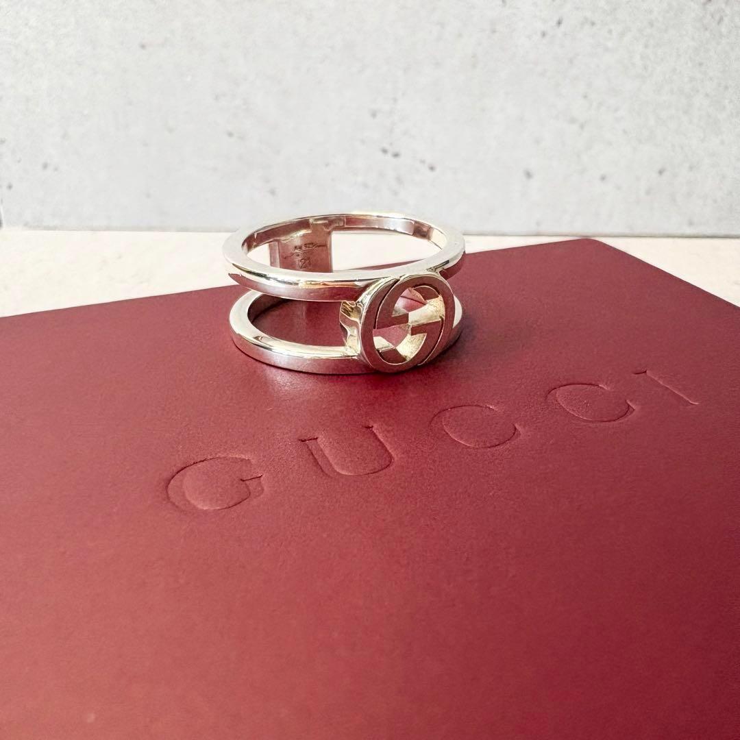 美品 グッチ GUCCI リング 指輪 刻印21 インターロッキング Gロゴ GG 925 シルバー アクセサリー メンズ レディース拍卖