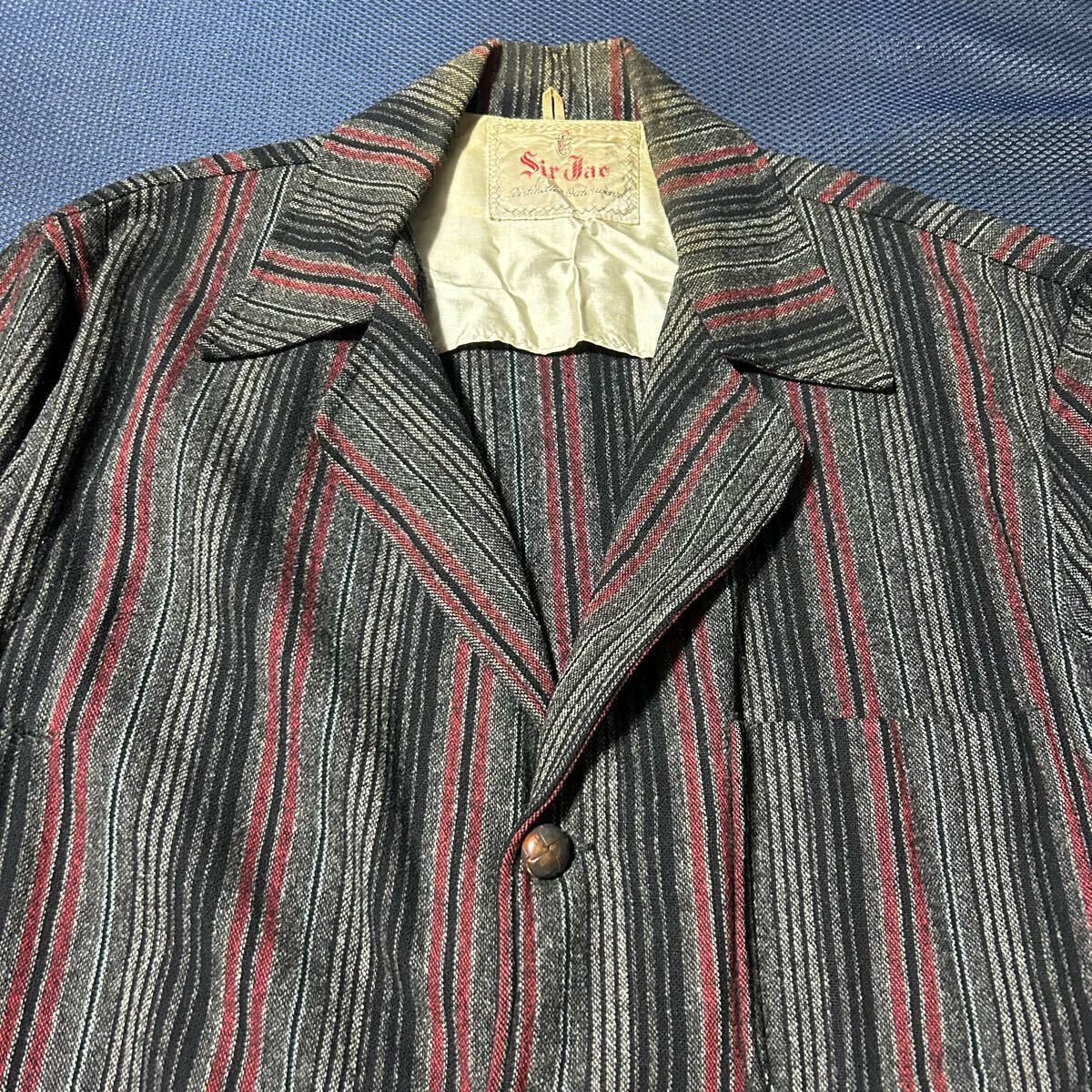 50s Sir Jac ナッソージャケット ビンテージ ロカビリー リペア有 ストライプ柄拍卖