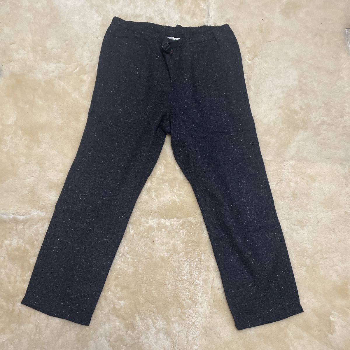 グラミチ ウールデザインパンツ XL 裏地付き 黒、グレー拍卖