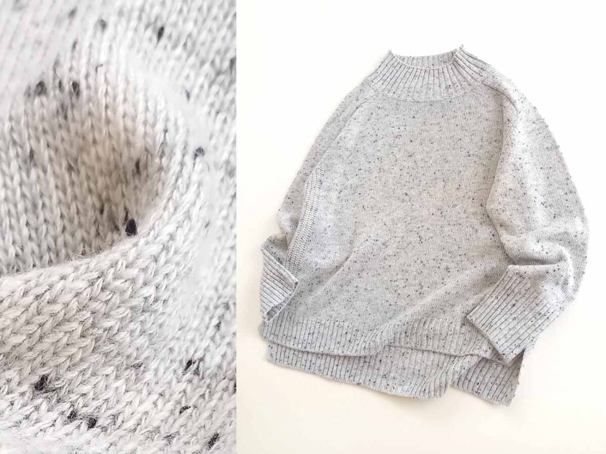 INDIVI/インディヴィ ふんわり柔らかウール混ハイネックネップミックスニット38/ライトグレー 拍卖