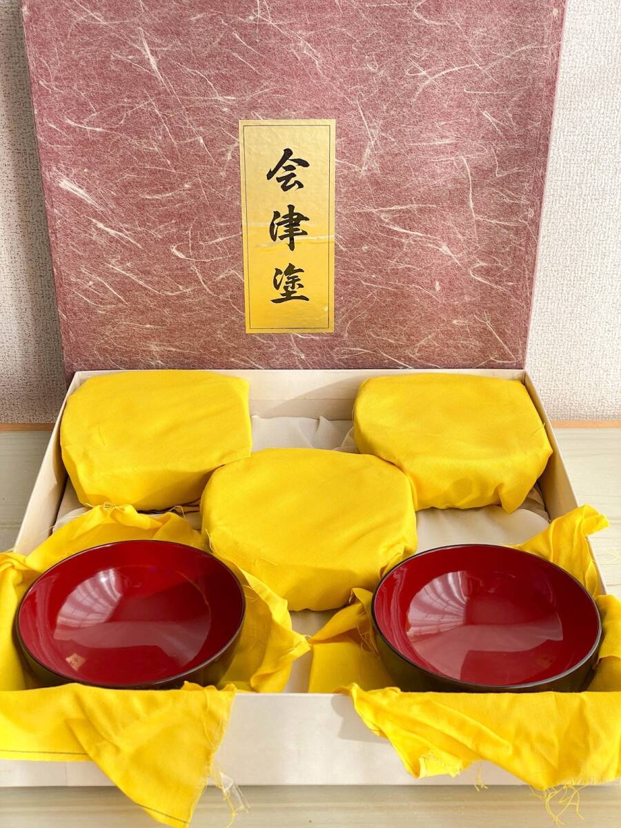 【TK182】会津塗り 漆器 お椀 5客セット 直径約12cm 高さ約5.5cm 汁椀 吸物椀 伝統工芸 和食器 骨董拍卖