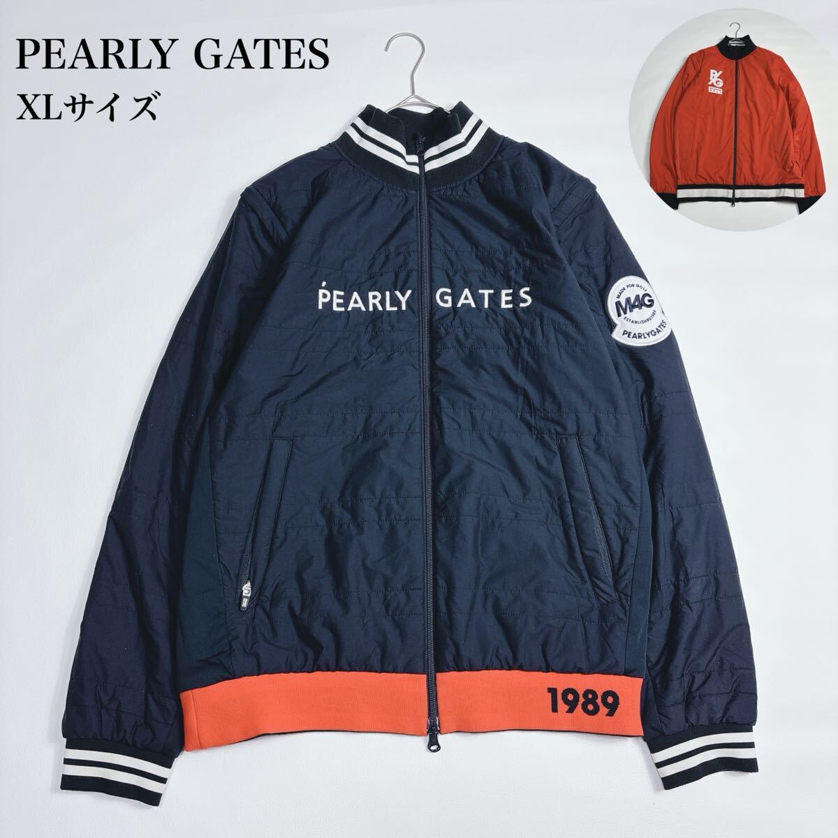 【XLサイズ リバーシブル 4way】PEARLY GATES パーリーゲイツ 中綿ジャケット ベスト PERTEX ロゴ刺繍 ワッペン ゴルフウェア メンズ 近年拍卖