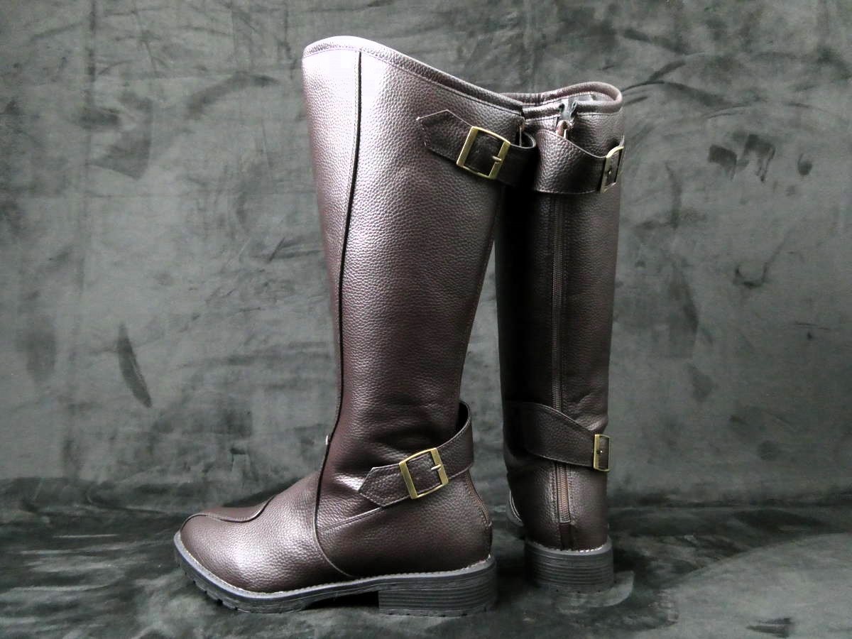 【送料無料】茶26.0cm特攻ブーツ/ブラウン 斜めカット ロングブーツ ライダーブーツ 旧車會 街道レーサー 東京リベンジャーズ拍卖