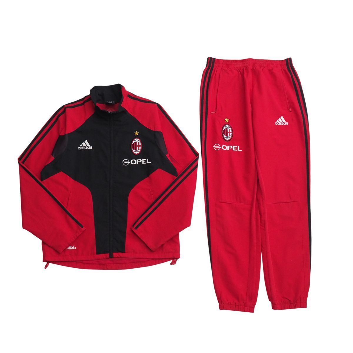 TJ5696=アディダス/adidas*メンズM*ACミラン*上下セット*セットアップ*トラックジャケット*パンツ*レッド×ブラック系拍卖