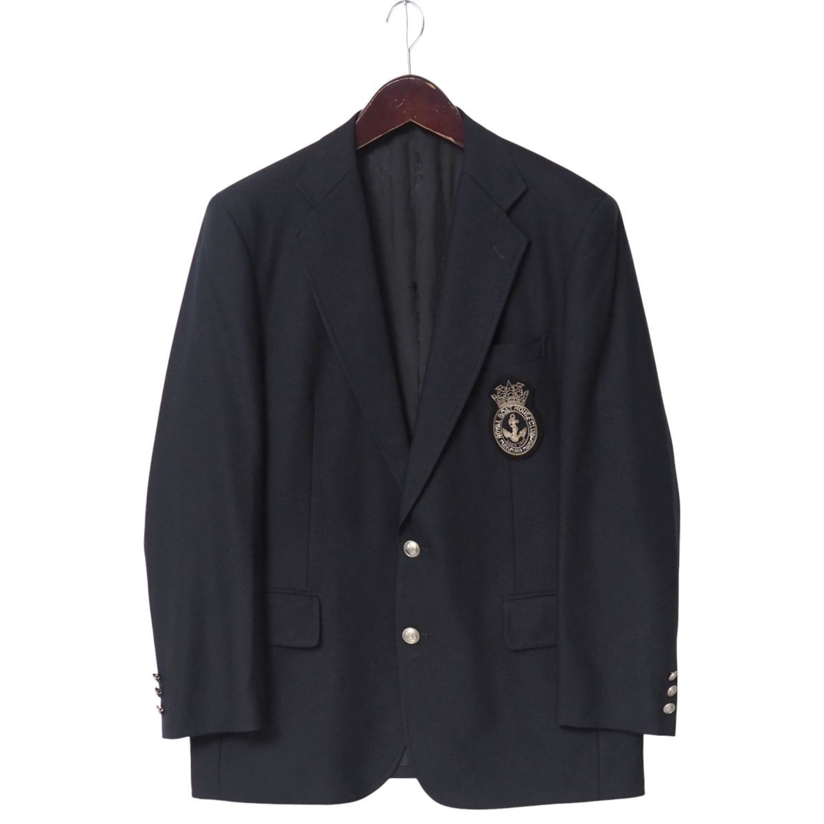 TJ5548▽ROYAL BOAT HOUSE CLUB ロイヤルボートハウス メンズL エンブレム メタルボタン テーラードジャケット ブレザー 紺ブレ ネイビー拍卖