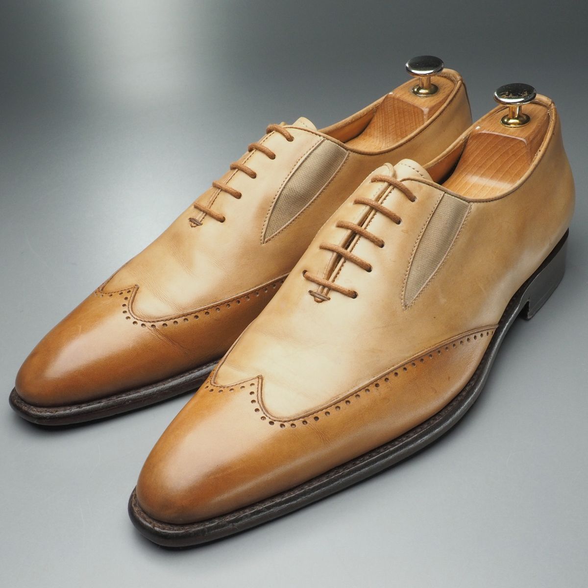 W5461//*コードウェイナー/Cordwainer*メンズ8/ウイングチップ/コンビレザーシューズ/革靴/茶/ブラウン拍卖