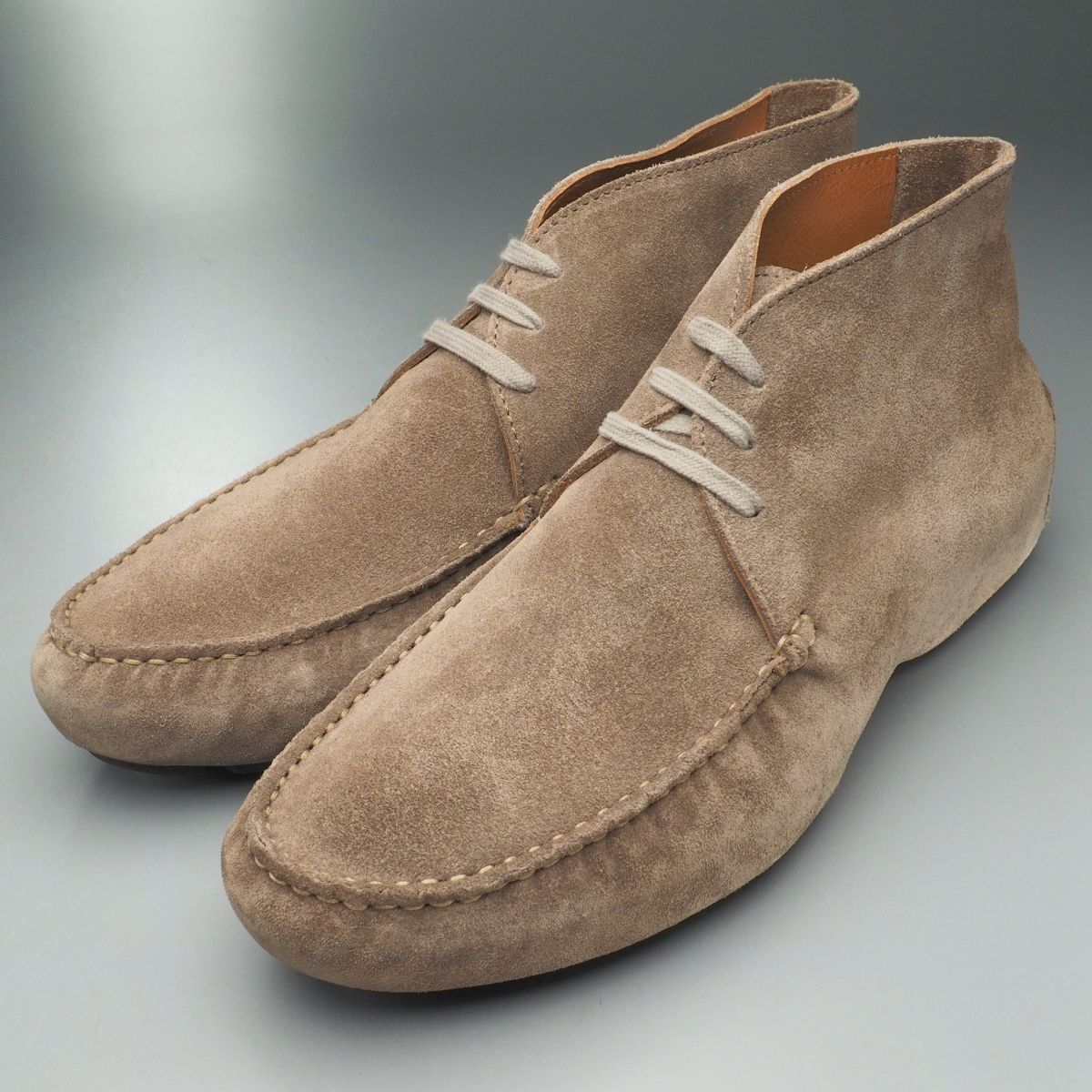 GS4434//*ラルディーニ/LARDINI*メンズ8/レザードライビングシューズ/スウェードチャッカブーツ/モカシンショートブーツ/革靴/茶/ブラウン拍卖