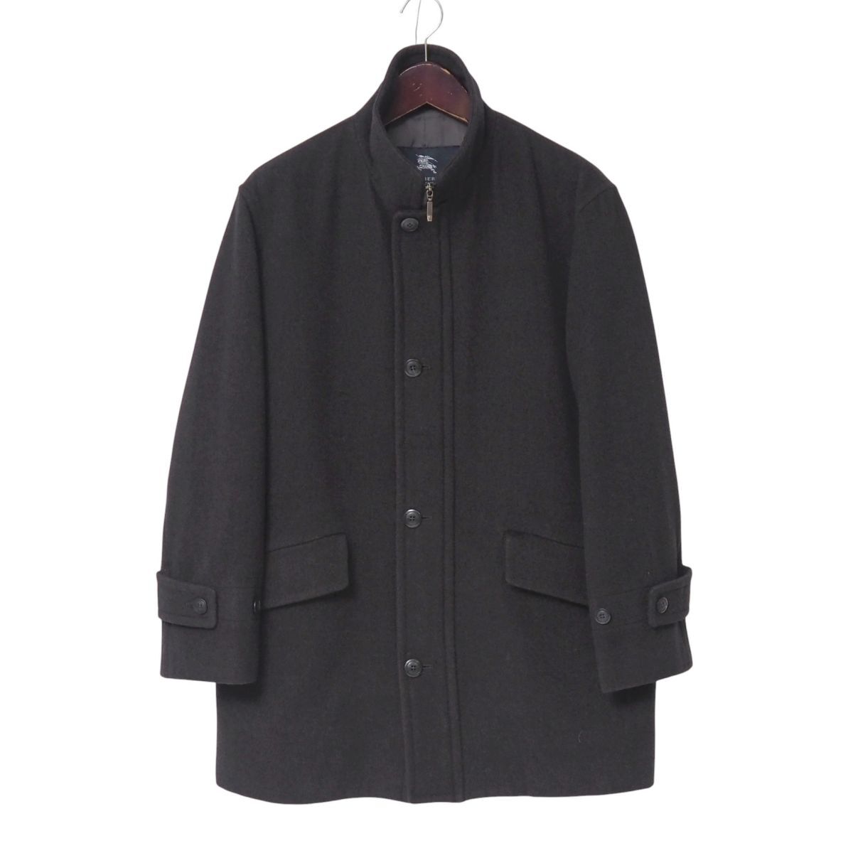 MH9875+BURBERRY LONDON/バーバリー*メンズL*ジップアップ*ハーフコート*スタンドカラー*アンゴラウール*メルトン*無地*グレー系拍卖