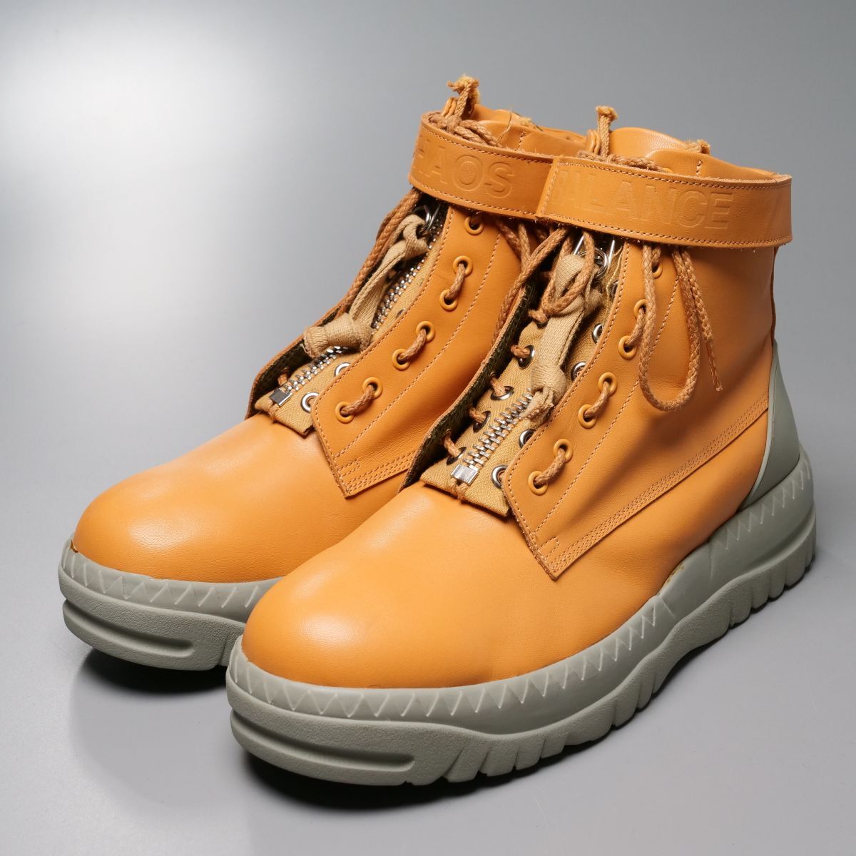 MI2545//難あり/未使用*アンダーカバー/UNDERCOVER*UCQ4F02/メンズXL/SCAB期復刻/ジップアップブーツ/ショートブーツ/レザーブーツ/革靴/茶拍卖