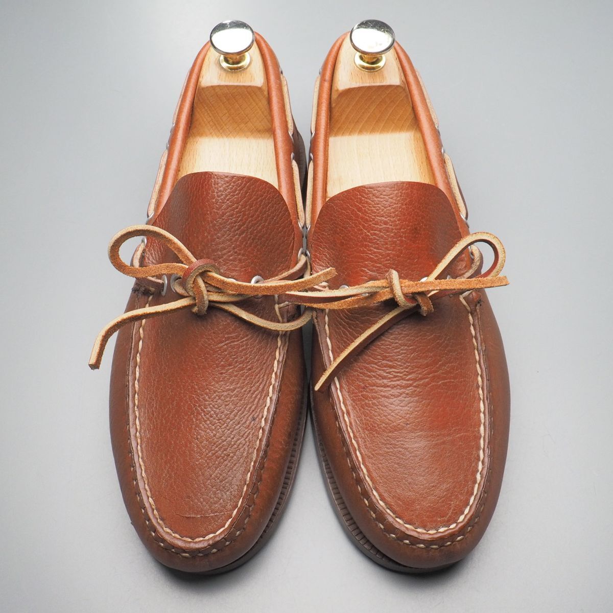 MI2317//アメリカ製*JLクームス/J.L.COOMBS*メンズ7D/モカシンローファー/レザースリッポン/革靴/茶/ブラウン拍卖