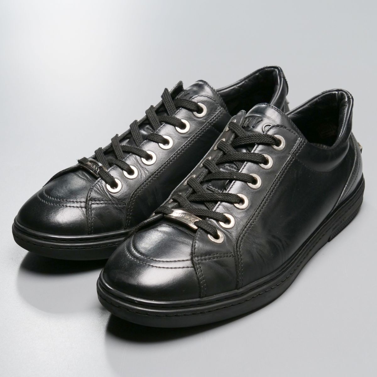 MI2375//イタリア製*ジミーチュウ/JIMMY CHOO*メンズ41.5/キャッシュ/CASH/スタースタッズ/レザースニーカー/ローカット/靴/黒/ブラック拍卖