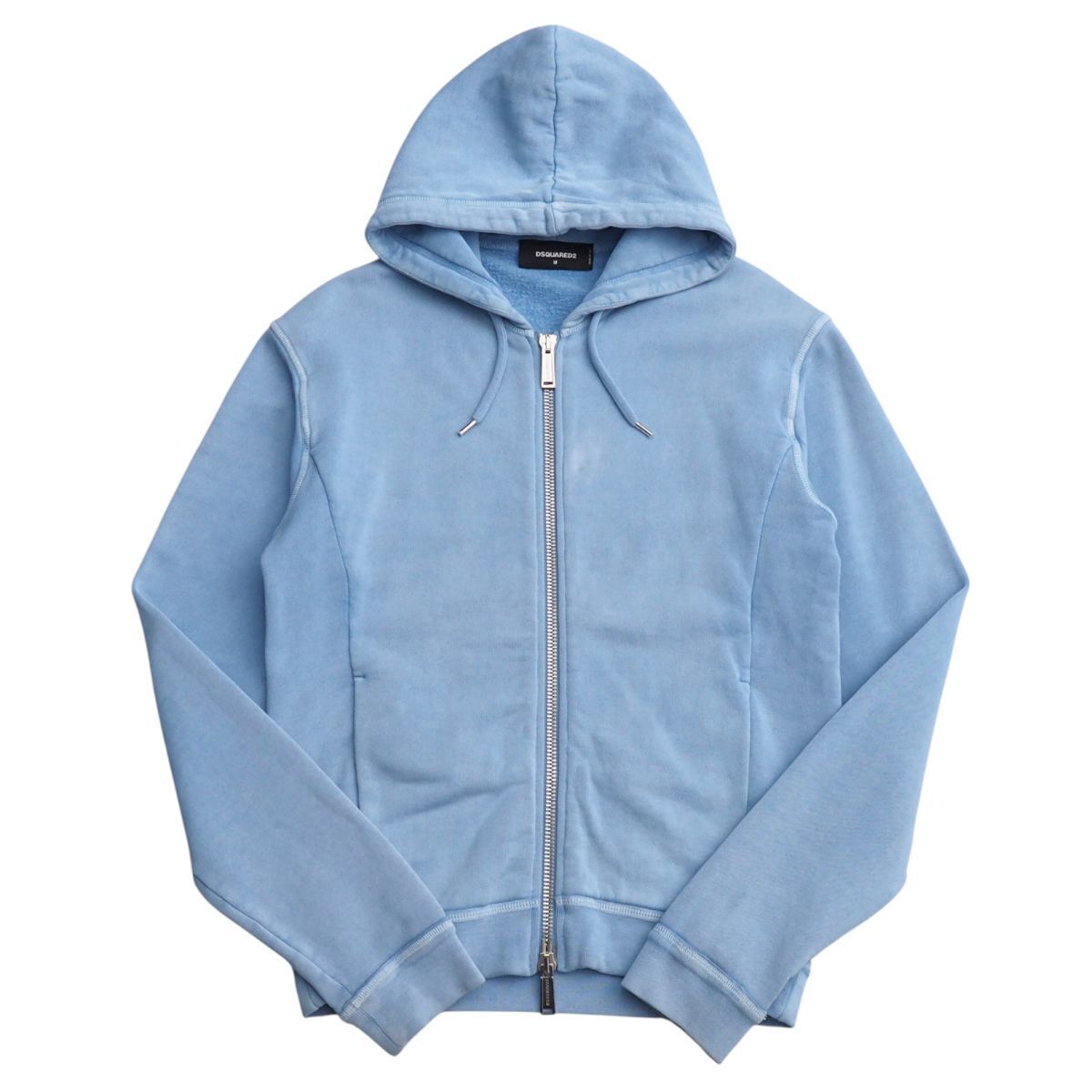SGS3390▽イタリア製 ディースクエアード2/DSQUARED2 メンズM バックロゴ ジップアップ パーカー フーディー S74HG0029 ライトブルー系拍卖