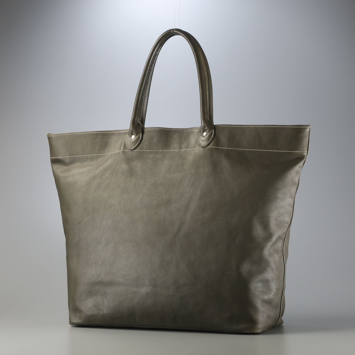 MI0562◎Orobianco オロビアンコ A4サイズ レザートートバッグ 鞄 オリーブグリーン系 メンズ拍卖