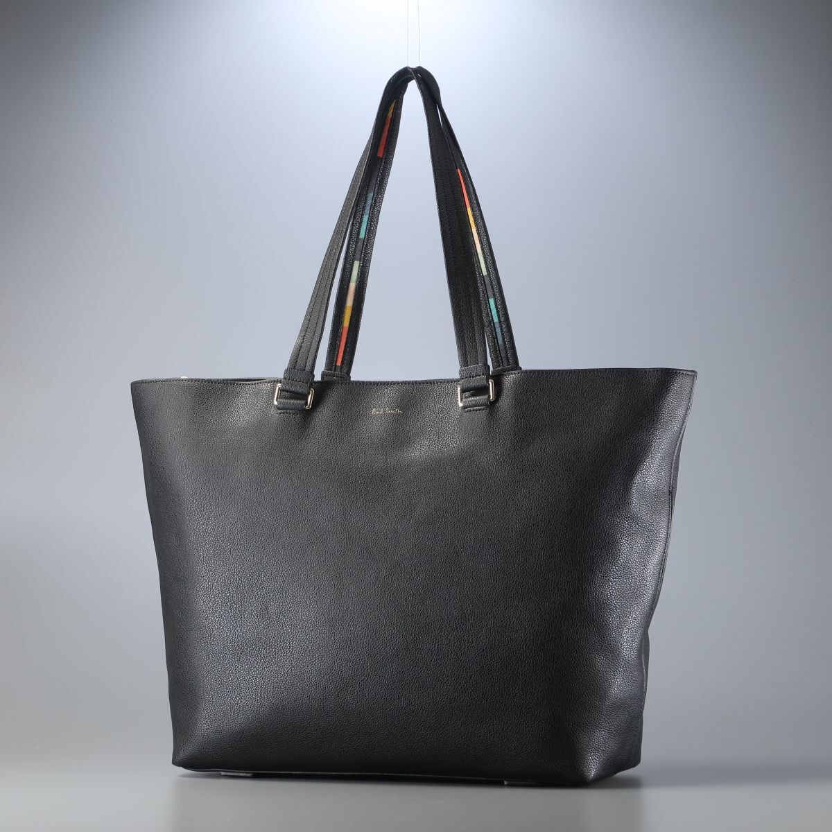 MI1631◎Paul Smith ポールスミス インレイドストライプハンドル トートバック レザーバッグ 鞄 ブラック系拍卖