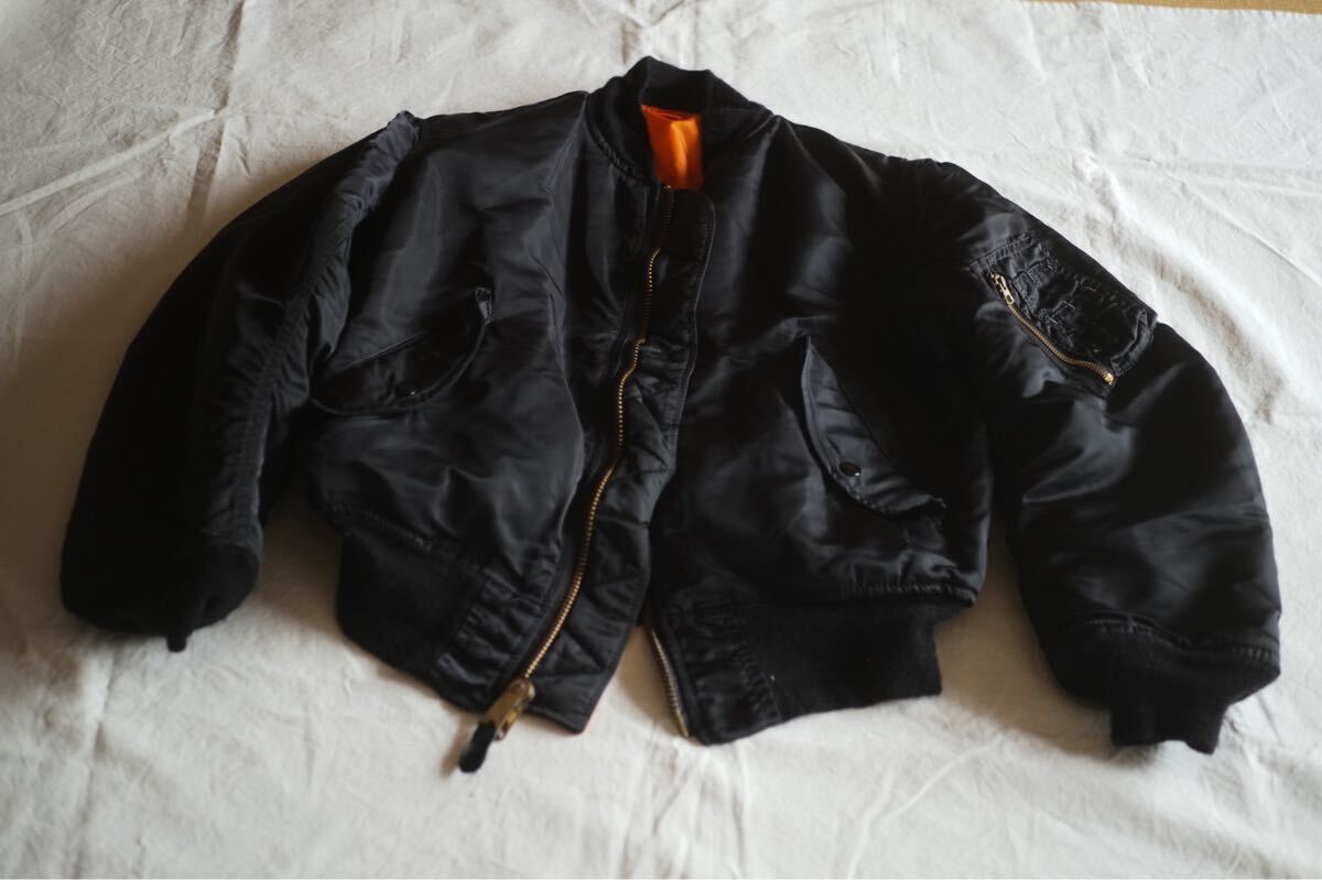 MA-1 アルファ フライトジャケット ブラック sサイズ 美品 90s ALPHA INDUSTRIES ブラック 黒 ヴィンテージ ミリタリー vintage拍卖