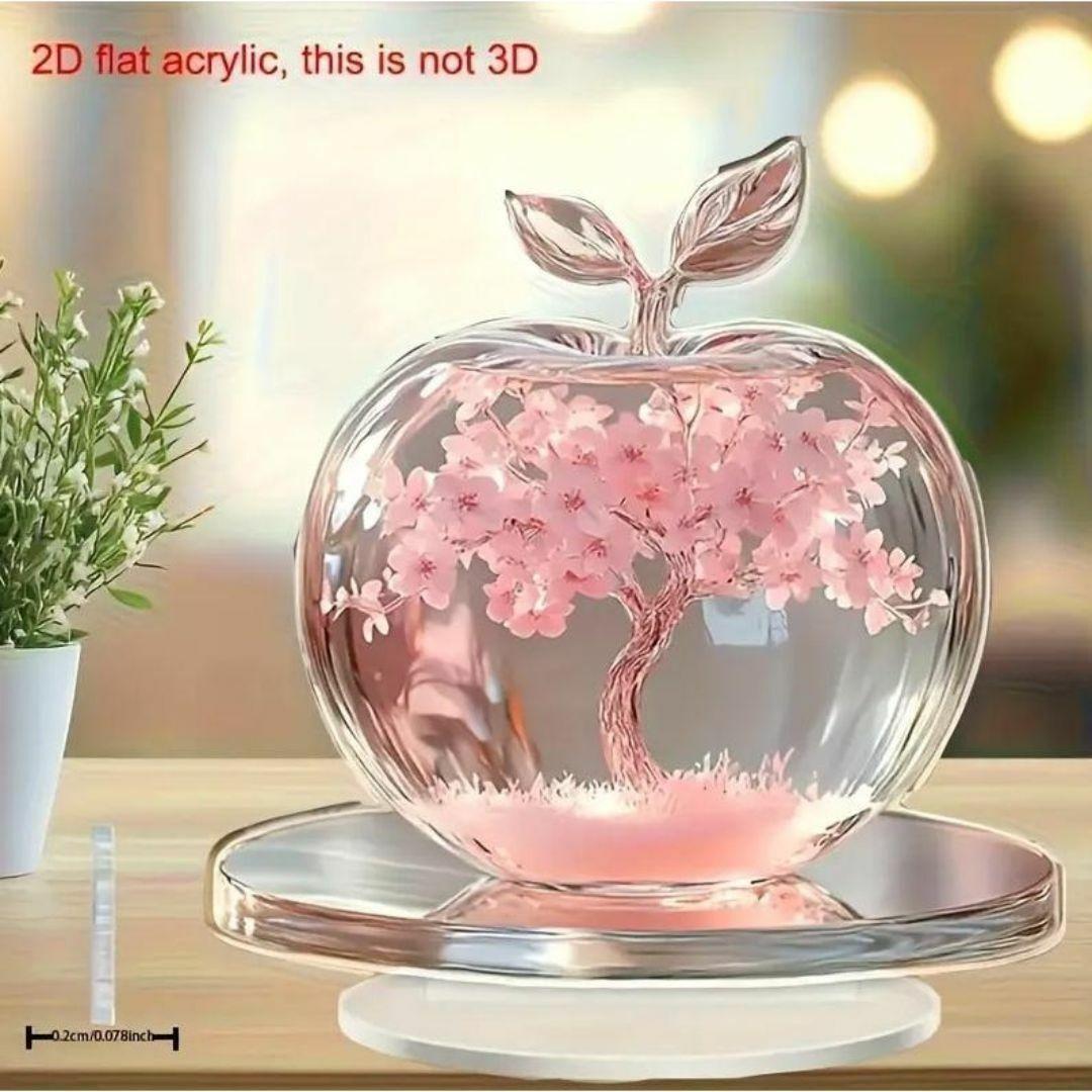 (訳あり)2D フラット アクリルスタンド リンゴ ピンクの花 置物 0002拍卖