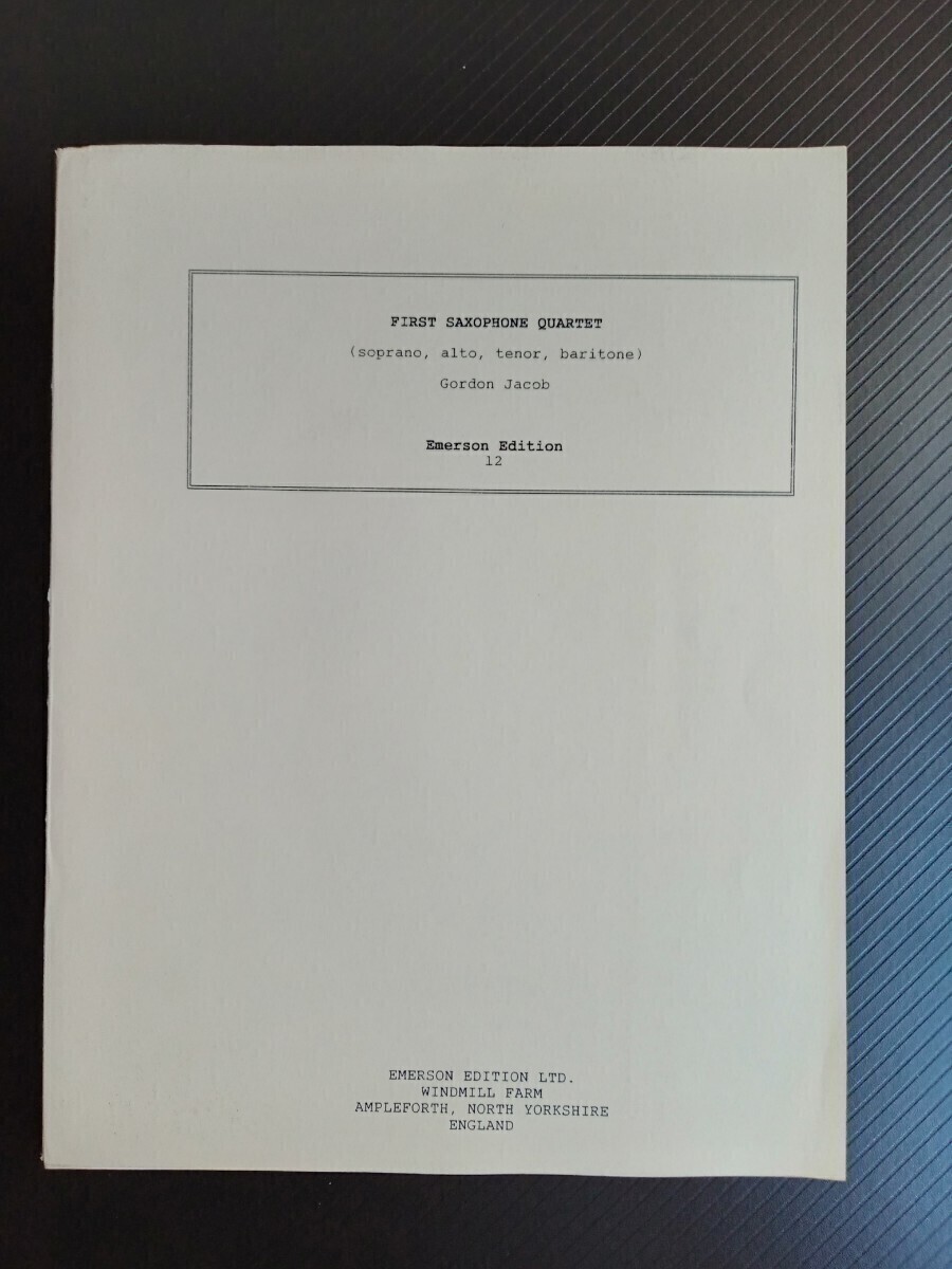 吹奏楽 サクソフォン4重奏楽譜 ゴードン・ジェイコブ:サクソフォン四重奏曲第1番 パート譜 エマーソン出版拍卖