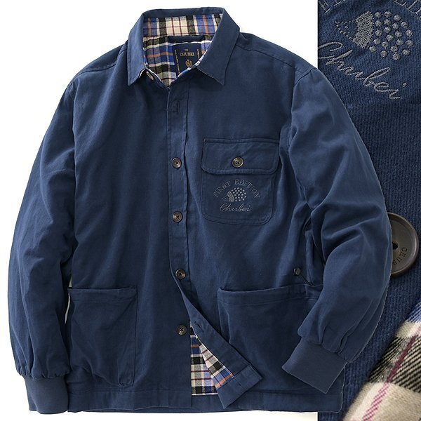 新品 チュウベイ 起毛 コットン ビエラ ガーデニング ジャケット M 紺 【CH1434113_79_M】 秋冬 メンズ CHUBEI CPO カバーオール拍卖