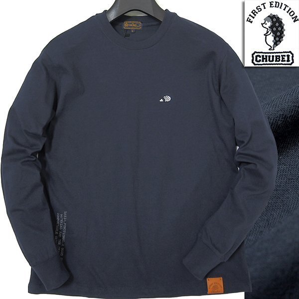 新品 チュウベイ 刺繍 ハリネズミ バックポケット カットソー M 紺 【CH1451088_79_M】 CHUBEI メンズ 長袖 Tシャツ 綿100%拍卖