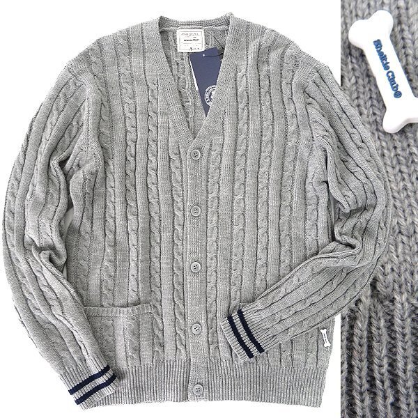新品 シェルティークラブ ケーブル ニット カーディガン M 灰 【SH444340_97_M】 秋冬 Sheltie Club ウール混 洗える ウォッシャブル拍卖
