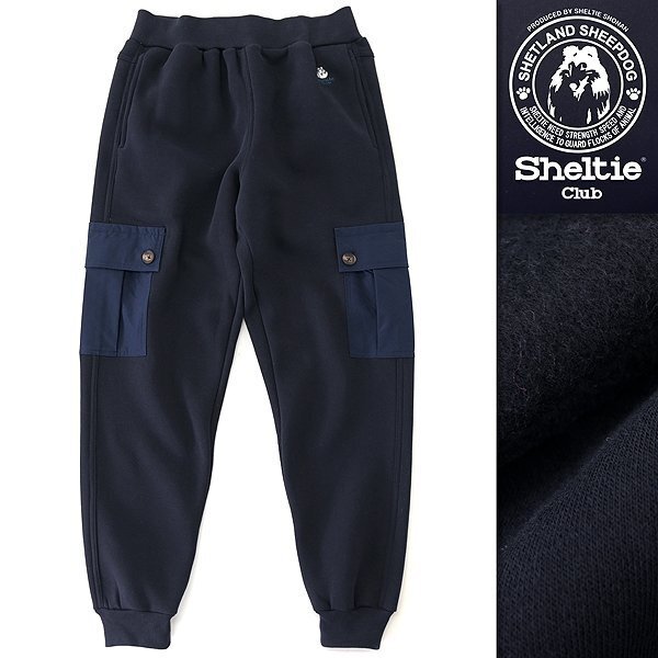 新品 シェルティークラブ 裏フリース スウェット カーゴ パンツ M 紺 【SH1444218_79_M】 秋冬 Sheltie Club ジョガー イージー拍卖