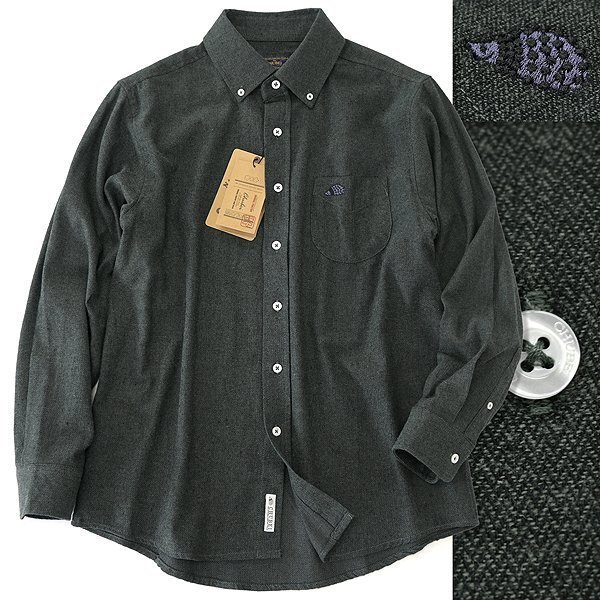 新品 チュウベイ ヘリンボーン ビエラ ボタンダウン シャツ LL 暗緑 【CH1443205_6_LL】 秋冬 CHUBEI コットン ハリネズミ ネルシャツ拍卖