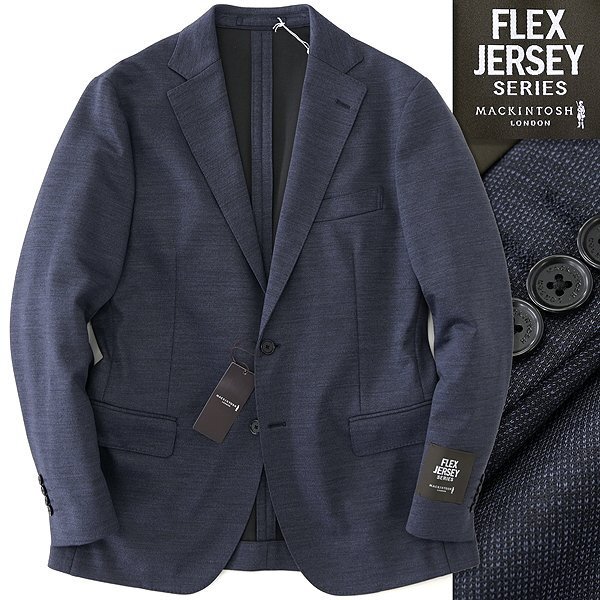 新品 7.4万 マッキントッシュロンドン FLEX JERSEY モックロディ ジャケット 40(L) 紺 【J55801】 秋冬 ピンドット ジャージー ウール拍卖