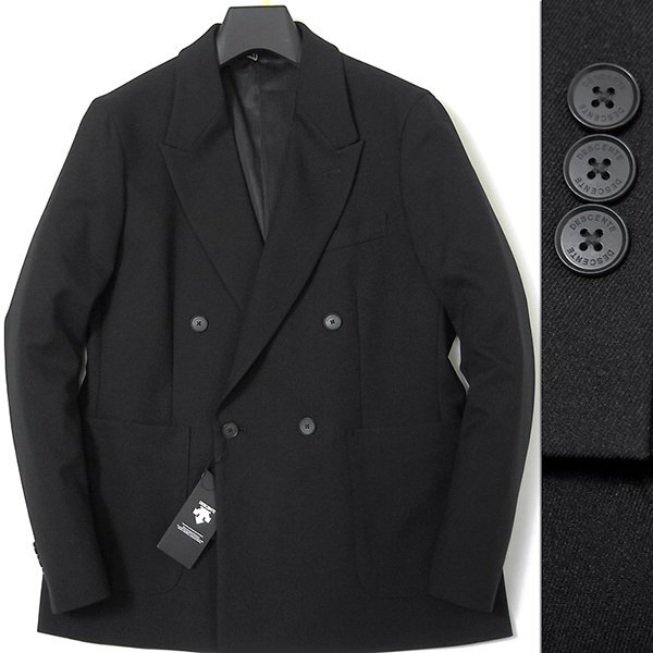 新品 デサント 撥水 ストレッチ 高機能 ツイル ダブル ジャケット L 黒 【J58376】 DESCENTE 裏地メッシュ メンズ 春秋 ブレザー拍卖