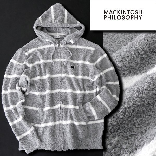 新品 1.3万 マッキントッシュフィロソフィー ボーダー パイル ニット パーカー L 灰白 【I56470】 MACKINTOSH PHILOSOPHY メンズ ブルゾン拍卖