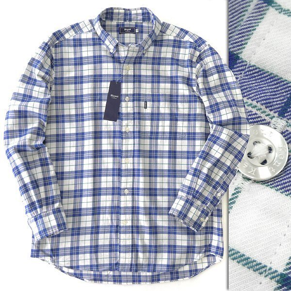 新品 ケントイントラディション ビエラ チェック ボタンダウン シャツ 3L 青 白 【I49377】 Kent IN TRADITION 秋冬 メンズ 長袖 BD拍卖