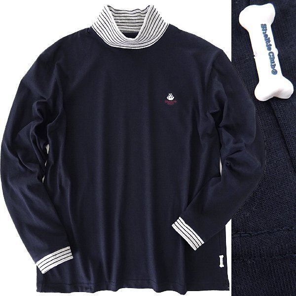 新品 シェルティークラブ リブ切替 ハイネック カットソー LL 紺 【SH1443217_79_LL】 Sheltie Club 秋冬 Tシャツ メンズ ボーダー拍卖