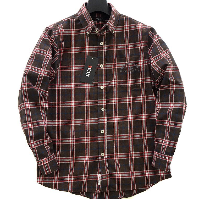 新品 ミスターヴァン 2024秋冬 チェック ビエラ シャツ L 茶 【va244037_19_L】 MR.VAN ネルシャツ メンズ ボタンダウン 長袖 起毛拍卖