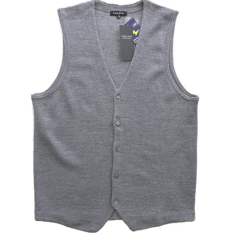 新品 ファビオフラーティ 秋冬 ウール混 ニット ジレ ベスト【sw22-0852_3_L】 FABIO FRATI ウール アクリル セーター Vネック メンズ拍卖