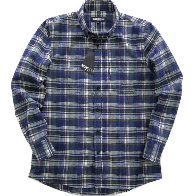新品 ミチコロンドン 25秋冬 コットン フランネル シャツ 【ml7w-h211_GE_M】 MICHIKO LONDON 長袖 チェック 起毛 ビエラ ネルシャツ拍卖