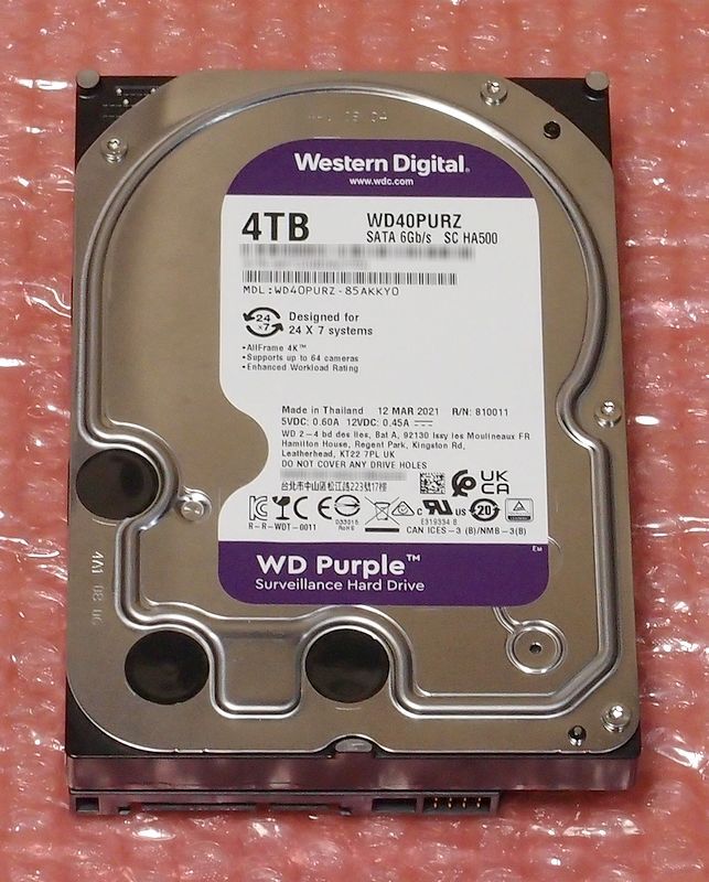 WesternDigital WD Purple WD40PURZ 4TB 内蔵HDD 3.5インチ拍卖