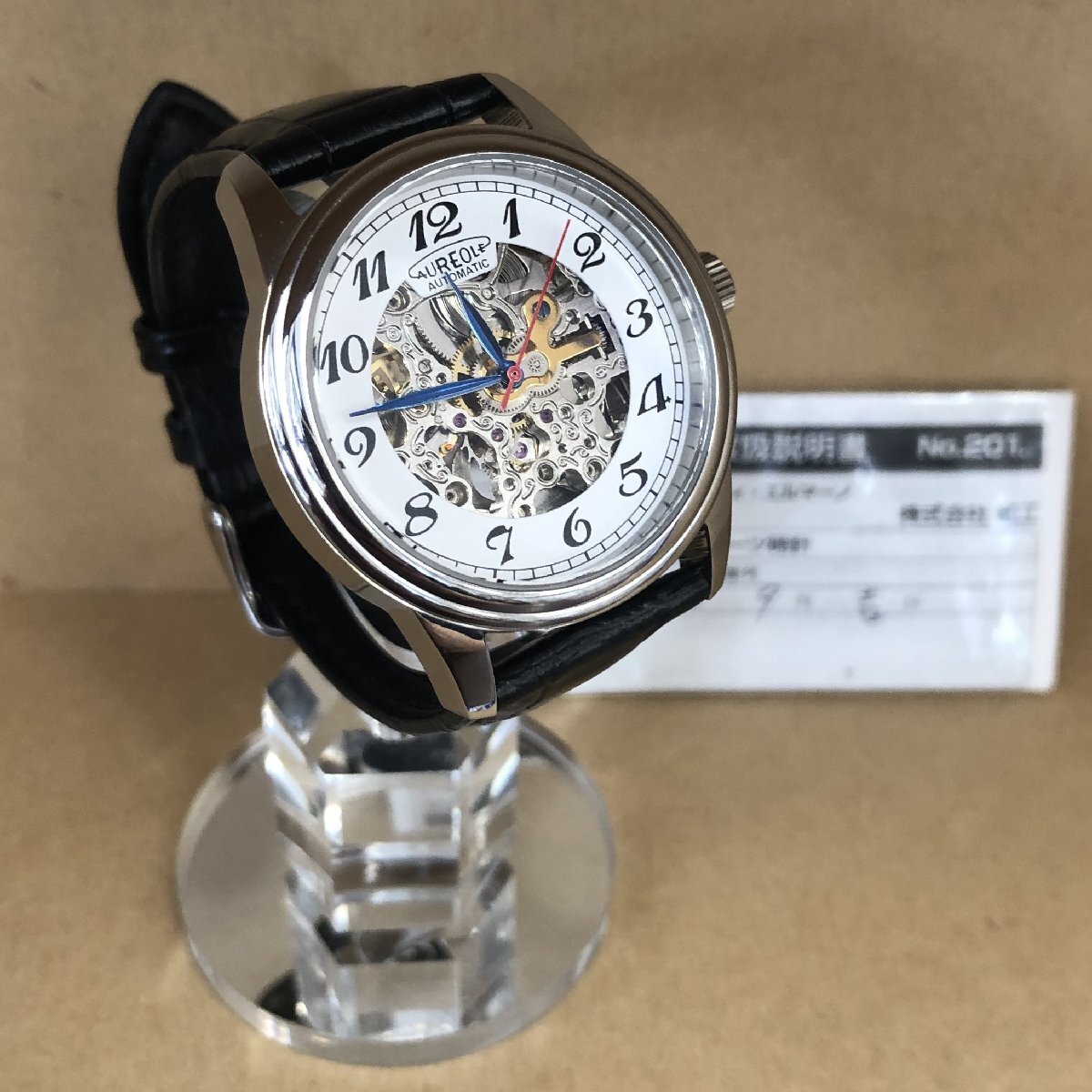 ●美品 AUREOL オレオール メンズウォッチ SW-614M 2025/9購入 シースルーケース 参考販売価格 ¥ 17,360 腕時計拍卖