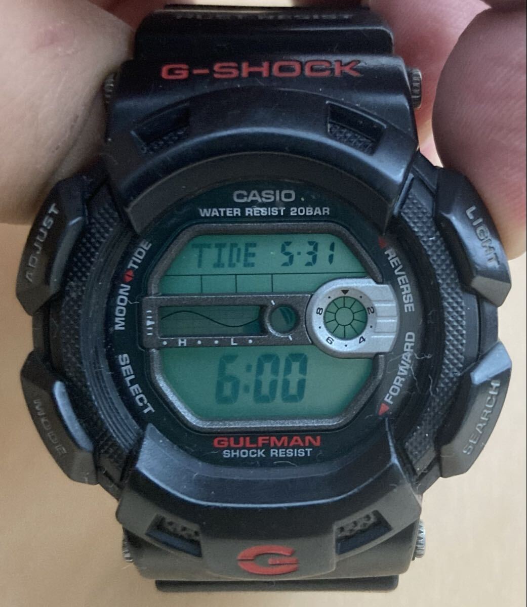 【1円スタート★動作品】CASIO●カシオ●G-SHOCK●腕時計●GULFMAN●ガルフマン●G-9100●ブラック●メンズ●Gショック●ジーショック拍卖