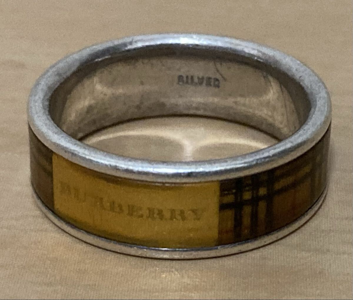 【1円スタート】BURBERRY●バーバリー●指輪/リング●SILVER刻印●ノバチェック柄●15.5号●アクセサリー●シルバー●ブランド●SV925拍卖