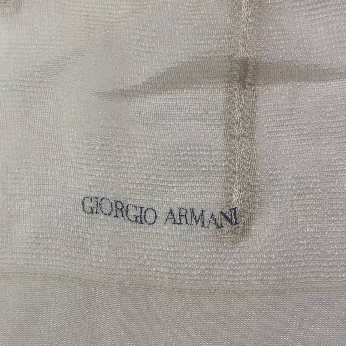 【美品】GIORGIO ARMANI ジョルジオアルマーニ スカーフ シースルー シルク ホワイト 白 レディース 中古品拍卖