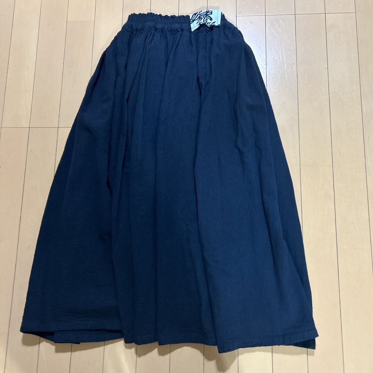 新品未使用鄭惠中×木Bocca花大林千乃コラボ綿麻ロングスカートネイビー拍卖