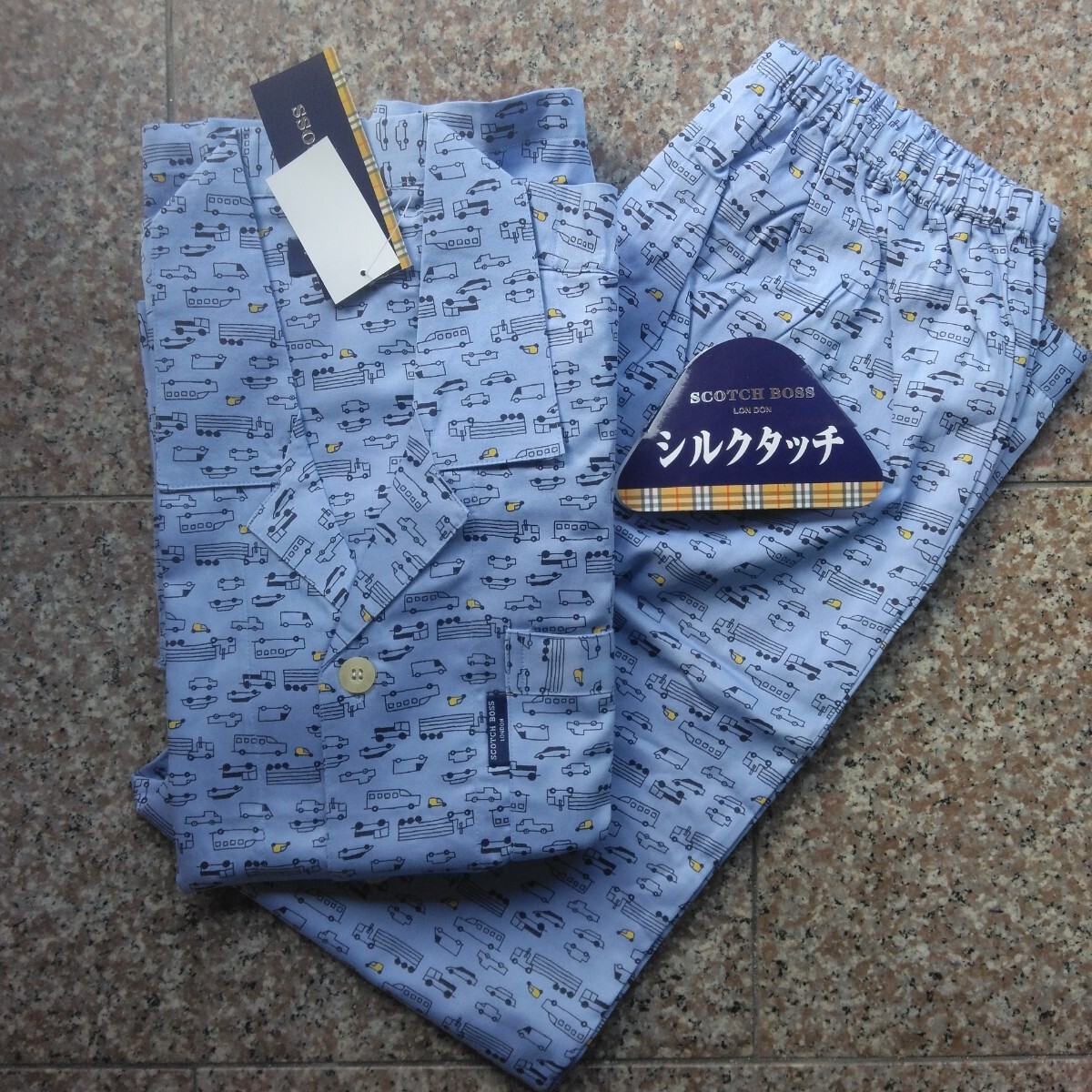 SCOTCH BOSS LONDON シルクタッチ 長袖長ズボンパジャマ拍卖