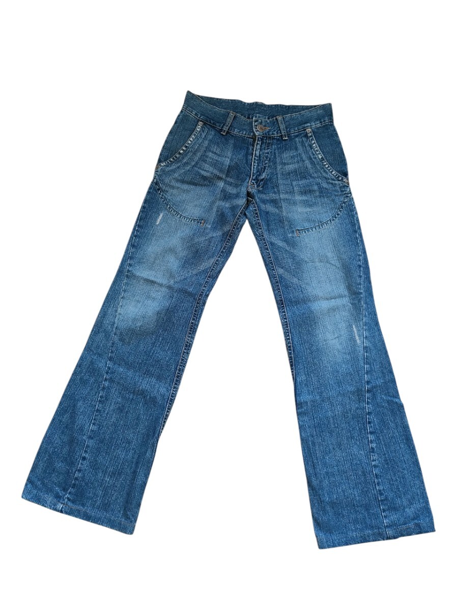 00s archive japanese label flare denim pants Y2K 14th addiction share spirit obelisk TORNADO MART ifsixwasnine拍卖