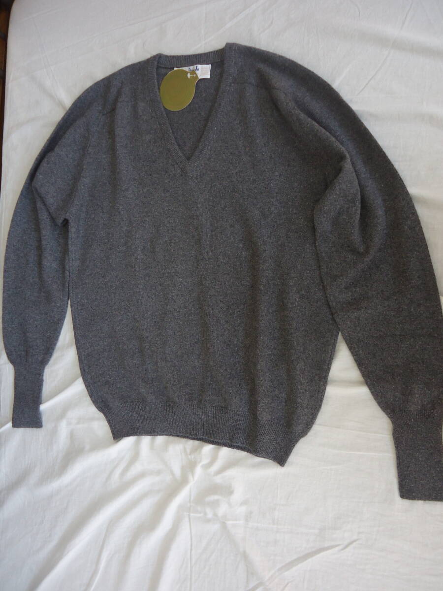 ●○Pringle of Scotland プリングル オブ スコットランド 1980s ヴィンテージ カシミヤ ニット グレー メンズ 未使用○●拍卖