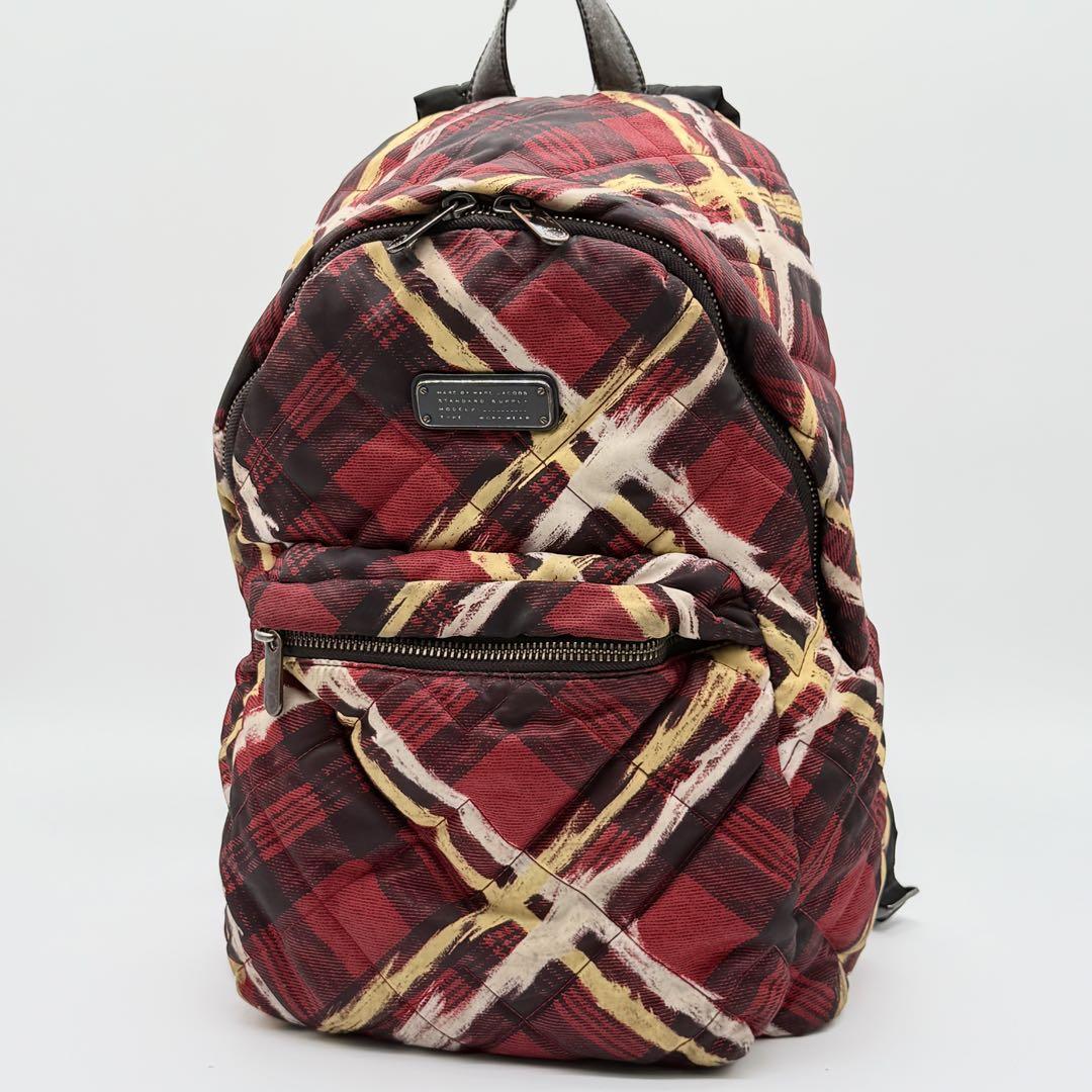 【美品】MARCJACOBS マークジェイコブス リュックサック バックパック キルティング デイパック A4収納可 総柄 レッド ナイロン EE741011B拍卖