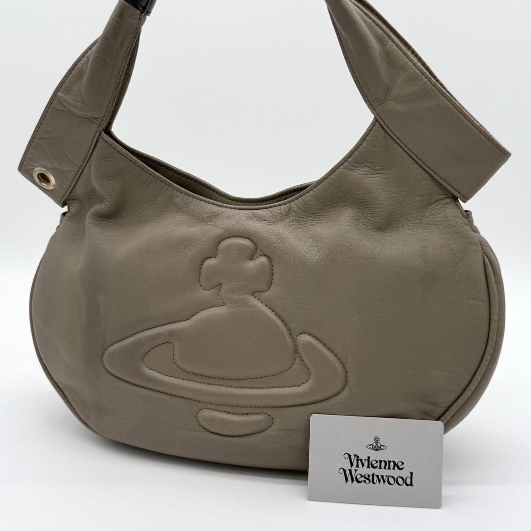 【良品】VivienneWestwood ヴィヴィアンウエストウッド ハンドバッグ トートバッグ オーブ レザー レディース グレージュ系 HJ001017拍卖
