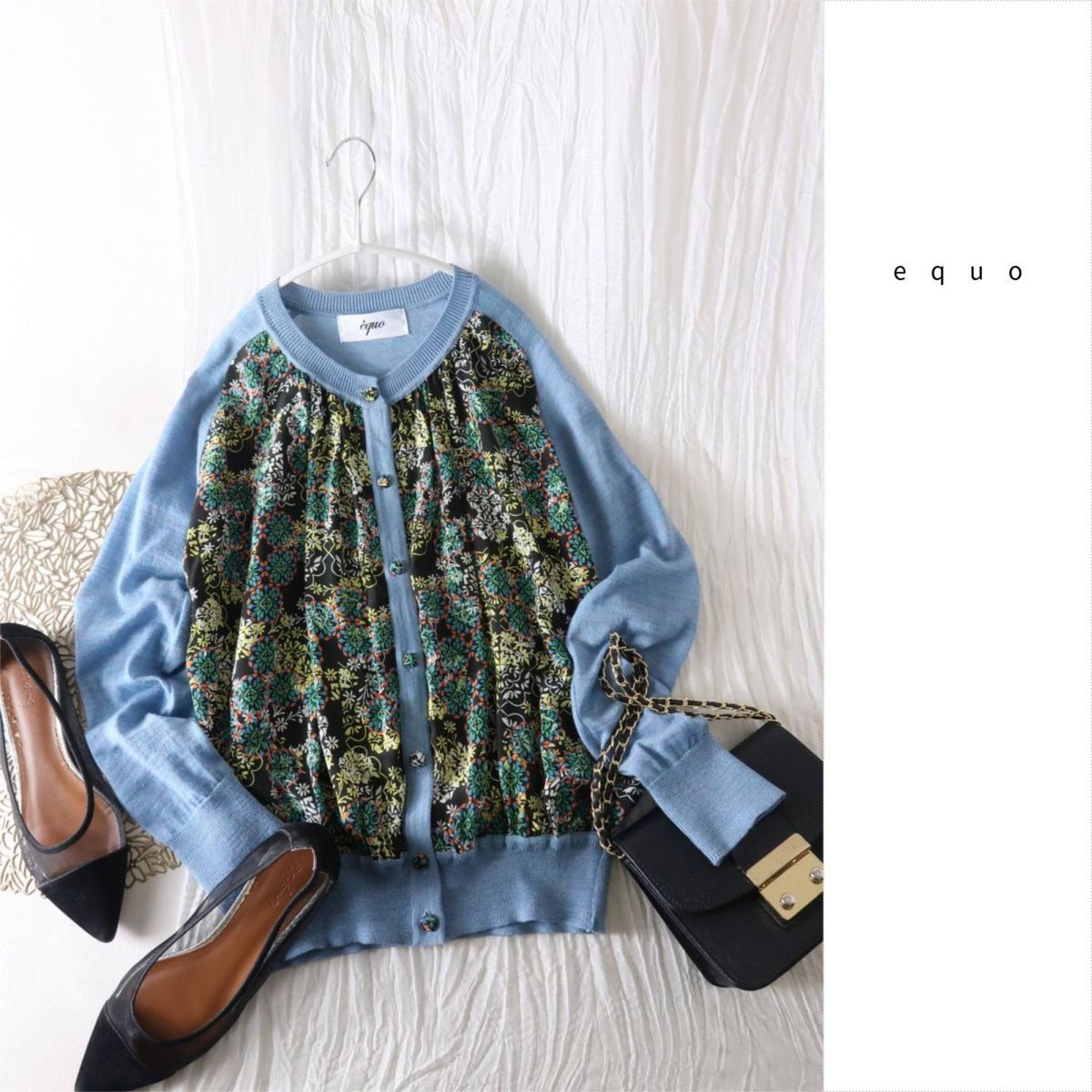 超美品☆エクオ equo☆毛100% シルク LIBERTY PRINT カーディガン 日本製 SCOT CLUB LASUD☆A-O 6151拍卖