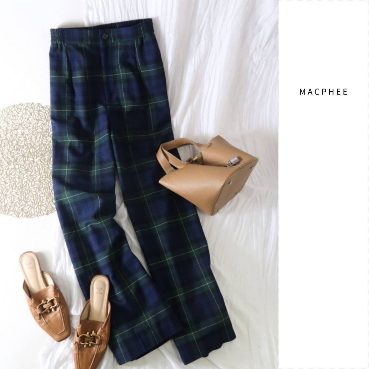 2.3万☆2022AW☆トゥモローランド/マカフィー MACPHEE☆タータンチェック タックテーパードパンツ 日本製☆E-M 1288拍卖