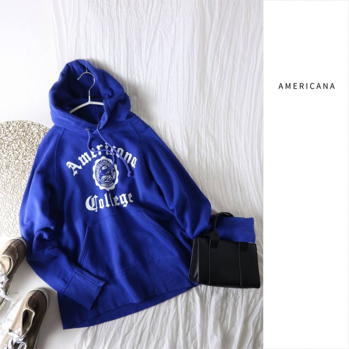 1.6万☆アメリカーナ AMERICANA☆洗える コットン100% AMERICANA HOOD SWEAT スウェットパーカー Mサイズ 日本製☆R-O 6215拍卖