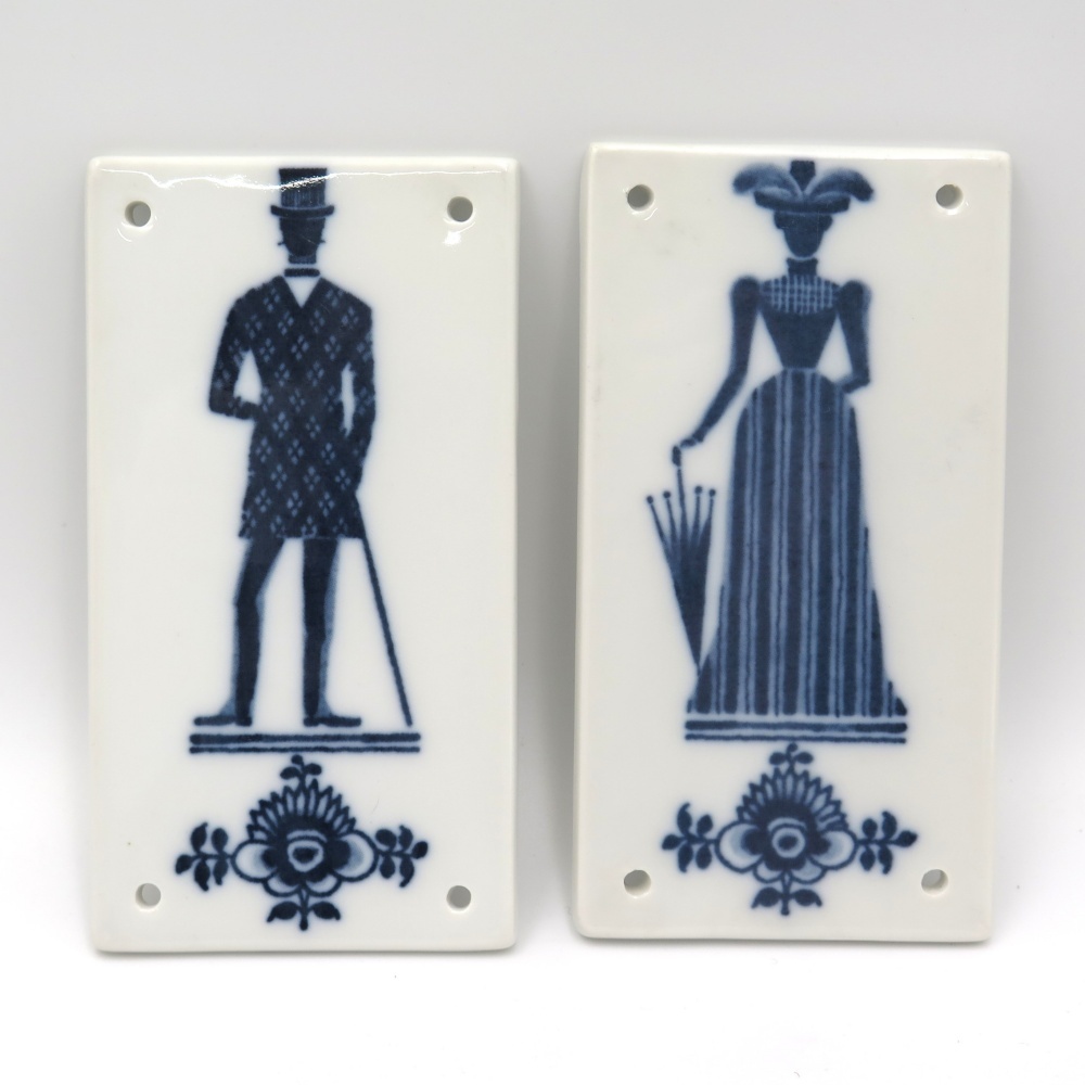 1円〜 Royal Copenhagen ロイヤルコペンハーゲン ブルーフルーテッド トイレタイル 男女セット 4236999拍卖